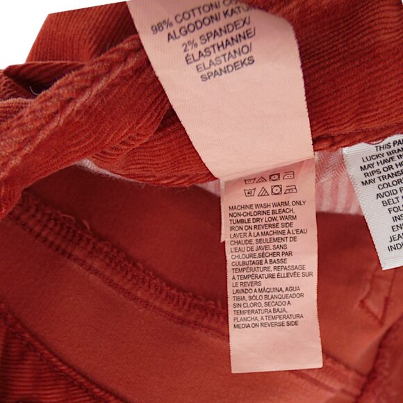 Lucky Brand Lolita Skinny Corduroy Pants Rust Red Stretch Zip Ankle Size 10 - Picture 9 of 9